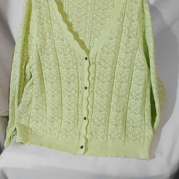 Mango Light Green Open Knit Cardigan - Picture 2 of 11